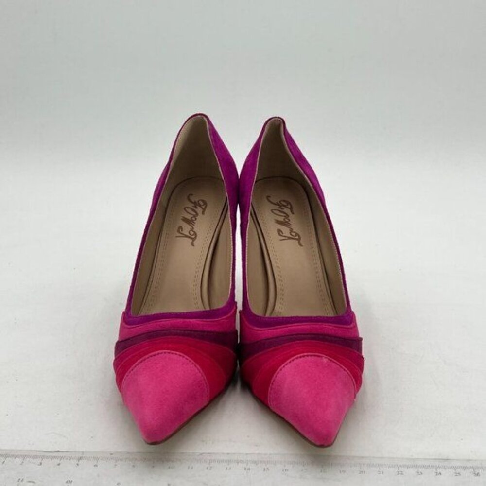 FOWT Purple High Heel Pointed Toe Pump Slip-on Rainbow Shoes for Dress Party Gir - Picture 2 of 7